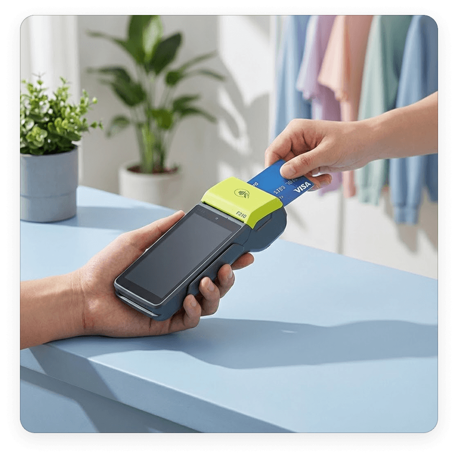 Customer making a card payment on a POS terminal
